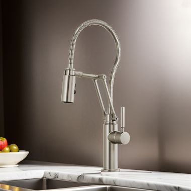 Click here to see Brizo 63121LF-SS Brizo Solna Single-Handle Articulating Kitchen Faucet with Finished Hose, MagneDock, 1.8 GPM, Brilliance Stainless - 63121LF-SS