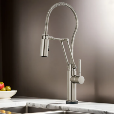 Click here to see Brizo 64121LF-SS Brizo Solna Single-Handle Articulating Kitchen Faucet with Finished Hose, SmartTouch, ADA, 1.8 GPM, Brilliance Stainless - 64121LF-SS