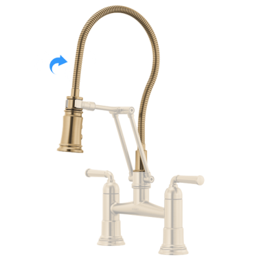Click here to see Brizo RP100572GL Brizo Rook Articulating Bridge Kitchen Faucet Finished Hose and Sprayer Assembly, Brilliance Luxe Gold - RP100572GL