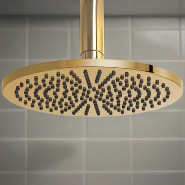 Click here to see Brizo 81392-PG-2.5 Brizo Essential Gold 12in Raincan Shower Head, Single-Function, Linear, Round, 2.5 GPM, Touch-Clean Nozzles, Brilliance Polished - 81392-PG-2.5