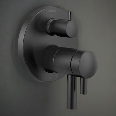 Click here to see Brizo T75675-BL Brizo Odin TempAssure Thermostatic Valve with Integrated 6-Function Diverter Trim, ADA, 7.2 GPM, Matte Black - T75675-BL