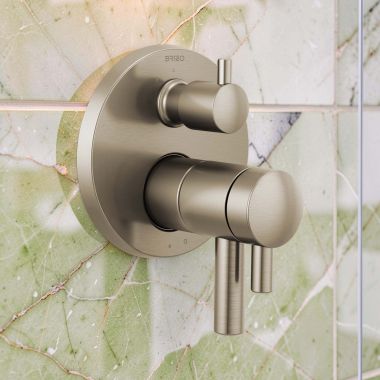 Click here to see  T75575-BN Brizo Odin TempAssure Thermostatic Valve Trim with 3-Function Diverter Trim, MultiChoice, ADA, Brilliance Brushed Nickel - T75575-BN