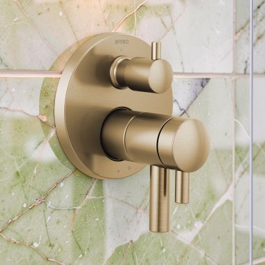 Click here to see  T75575-GL Brizo Odin TempAssure Thermostatic Valve Trim with 3-Function Diverter Trim, MultiChoice, ADA, Brilliance Luxe Gold - T75575-GL