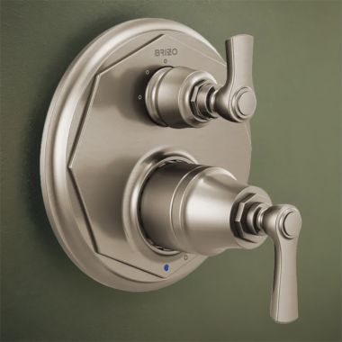 Click here to see Brizo T75P560-NK Brizo Rook Pressure Balance Valve Trim w/ 3-Function Diverter Trim, Lever Handles, Brilliance Luxe Nickel - T75P560-NK