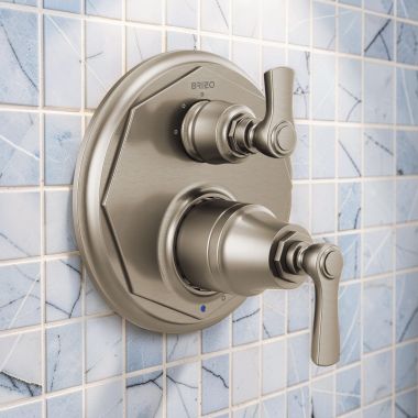 Click here to see Brizo T75P560-NK Brizo Rook Pressure Balance Valve Trim with 3-Function Diverter Trim, Lever Handles, ADA, Brilliance Luxe Nickel - T75P560-NK