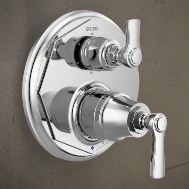 Click here to see Brizo T75P660-PC Brizo Rook Pressure Balance Valve Trim w/ 6-Function Diverter Trim, Lever Handles, Polished Chrome - T75P660-PC
