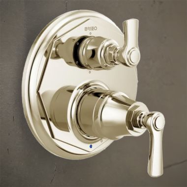 Click here to see Brizo T75P660-PN Brizo Rook Pressure Balance Valve Trim w/ 6-Function Diverter Trim, Lever Handles, Brilliance Polished Nickel - T75P660-PN