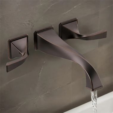 Click here to see Brizo T70430-RB Brizo Virage Two-Handle Wall-Mount Tub Faucet Trim with High Flow Ceramic Valves, 9.3 GPM, 3-Hole, Lever Handles, ADA, Venetian Bronze - T70430-RB