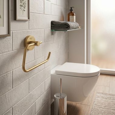 Click here to see  40689GN1 GROHE ESSENTIALS Toilet Paper Holder, Brushed Cool Sunrise - 40689GN1