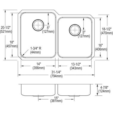 Click here to see Elkay ELUHAD312050R Elkay ELUHAD312050R ADA Undermount Double Bowl Sink
