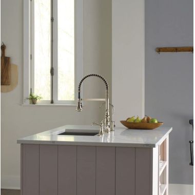 Click here to see Moen S73104NL Moen Weymouth Single Handle Semi-Pro Spring Kitchen Faucet, Polished Nickel - S73104NL