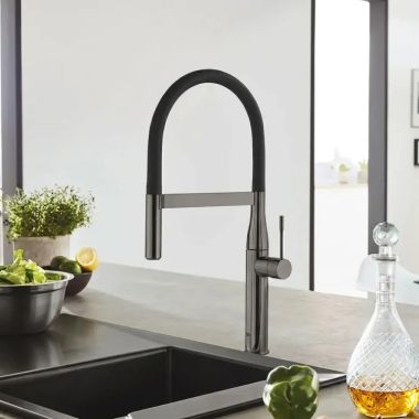 Click here to see  30295A00 GROHE Essence Single-Handle Semi-Pro Dual Spray Kitchen Faucet, 1.75 GPM, Hard Graphite - 30295A00 