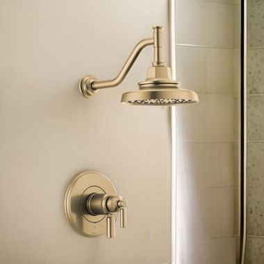 Click here to see Brizo T60276-GL Brizo Invari TempAssure Thermostatic Shower Faucet with Multi-Function Showerhead, 1.75 GPM, Brilliance Luxe Gold - T60276-GL