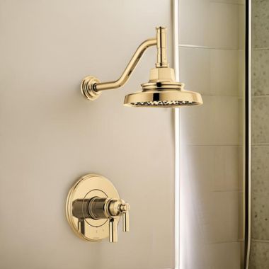 Click here to see Brizo T60276-PG Brizo Invari TempAssure Thermostatic Shower Faucet with Multi-Function Showerhead, 1.75 GPM, Brilliance Polished Gold - T60276-PG