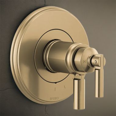 Click here to see Brizo T60076-PG Brizo Invari TempAssure Thermostatic Two-Handle Valve Trim, Lever Handles, Brilliance Polished Gold - T60076-PG