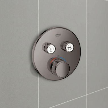Click here to see  29137A00 GROHE Grohtherm SmartControl 2-Function Round Diverter Valve Trim, Hard Graphite - 29137A00