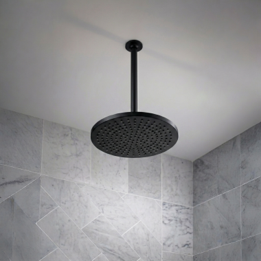 Click here to see Brizo RP100470BL Brizo Essential 14” Ceiling Mount Shower Arm and Flange, Matte Black - RP100470BL