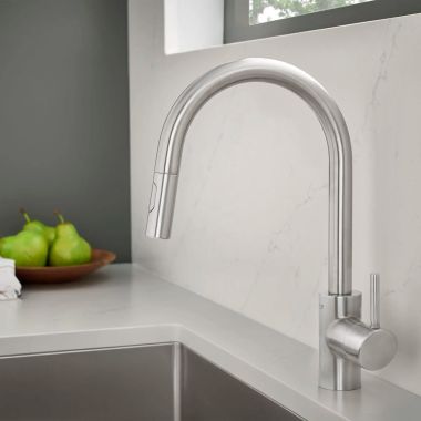 Click here to see  32665DC3 GROHE CONCETTO Single-Handle Pull-Down Kitchen Faucet, Dual-Spray, SuperSteel InfinityFinish - 32665DC3