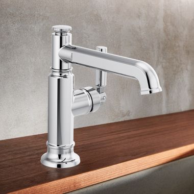 Click here to see Brizo 65076LF-PC-ECO Brizo Invari Single-Handle Deck-Mount Bathroom Faucet, Single-Hole, Ceramic Cartridge, 1.2 GPM, Polished Chrome - 65076LF-PC-ECO