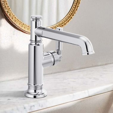 Click here to see  65076LF-PC-ECO Brizo Invari Single-Handle Deck-Mount Bathroom Faucet, Single-Hole, Ceramic Cartridge, 1.2 GPM, Polished Chrome - 65076LF-PC-ECO