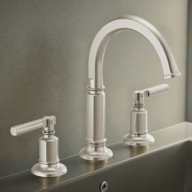 Click here to see Brizo 65376LF-NKLHP Brizo Invari Two-Handle Widespread Bathroom Faucet with Arc Spout, 1.5 GPM, Brilliance Luxe Nickel - 65376LF-NKLHP