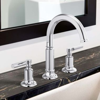 Click here to see  65376LF-PCLHP Brizo Invari Two-Handle Widespread Bathroom Faucet with Arc Spout, 1.5 GPM, Less Handles, Polished Chrome - 65376LF-PCLHP