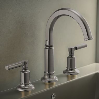 Click here to see Brizo 65376LF-SLLHP Brizo Invari Two-Handle Widespread Bathroom Faucet with Arc Spout, 1.5 GPM, Brilliance Luxe Steel - 65376LF-SLLHP