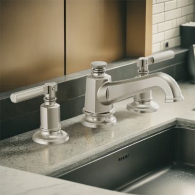 Click here to see Brizo 65378LF-NKLHP Brizo Invari Two-Handle Widespread Lavatory Faucet with Pop-Up, 1.5 GPM,  Brilliance Luxe Nickel - 65378LF-NKLHP