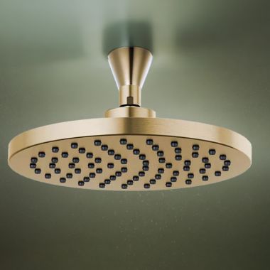 Click here to see Brizo 81398-PG-2.5 Brizo Essential 10” Raincan Shower Head, Single-Function, Full Spray, 2.5 GPM, Brilliance Polished Gold - 81398-PG-2.5