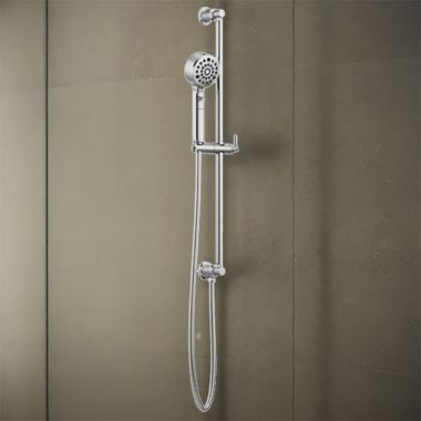 Click here to see Brizo 88776-PC Brizo Invari Multi-Function Hand Shower with Slidebar, H2OKinetic, WaterSense, 1.75 GPM, Polished Chrome - 88776-PC