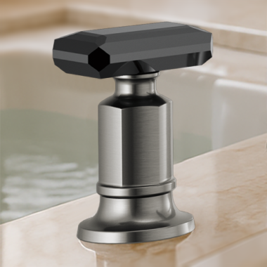 Click here to see Brizo HK676-SLBC Brizo Invari Roman Tub Faucet Handle Kit w/ Black Crystal Knob, ADA, Brilliance Luxe Steel - HK676-SLBC