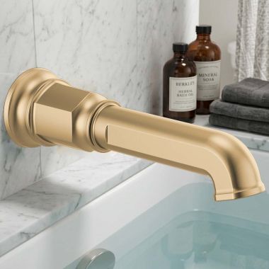 Click here to see  RP100328GL Brizo Invari Wall Mounted Non-Diverter Tub Spout, Solid Brass, 1/2