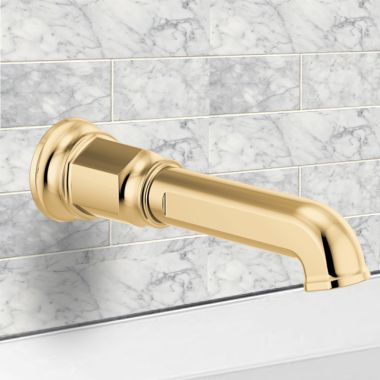 Click here to see Brizo RP100328PG Brizo Invari Wall Mounted Non-Diverter Tub Spout, Solid Brass, 1/2