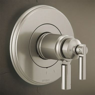 Click here to see Brizo T60076-NK Brizo Invari TempAssure Thermostatic Two-Handle Valve Trim, Lever Handles, Brilliance Luxe Nickel - T60076-NK