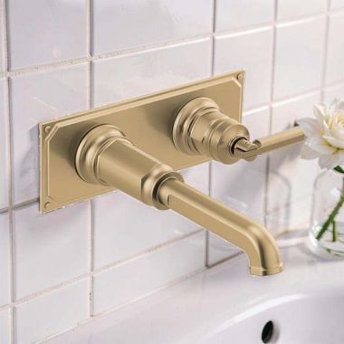 Click here to see  T65776LF-GLLHP-ECO Brizo Invari Single-Handle Wall-Mount Bathroom Faucet, 1.2 GPM, WaterSense, Brilliance Luxe Gold - T65776LF-GLLHP-ECO