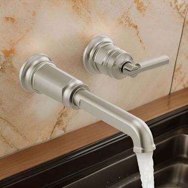 Click here to see Brizo T65776LF-NKLHP Brizo Invari Single-Handle Bathroom Faucet, Wall-Mount, Less Handle and Drain, 1.5 GPM, Brilliance Luxe Nickel - T65776LF-NKLHP