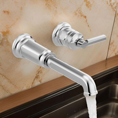 Click here to see Brizo T65776LF-PCLHP-ECO Brizo Invari Single-Handle Bathroom Faucet, Wall-Mount, Less Handle and Drain, 1.2 GPM, Polished Chrome - T65776LF-PCLHP-ECO