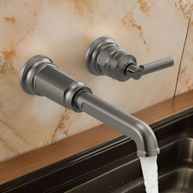 Click here to see Brizo T65776LF-SLLHP-ECO Brizo Invari Single-Handle Bathroom Faucet, Wall-Mount, Less Handle and Drain, 1.2 GPM, Brilliance Luxe Steel - T65776LF-SLLHP-ECO