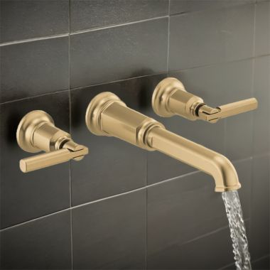 Click here to see Brizo T70476-GLLHP Brizo Invari Two-Handle Wall-Mount Tub Filler, Less Handles, 9.3 GPM, Brilliance Luxe Gold - T70476-GLLHP