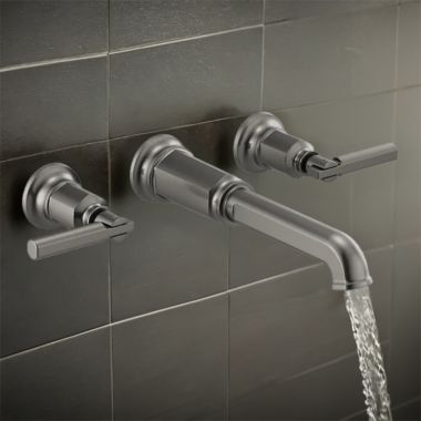 Click here to see Brizo T70476-SLLHP Brizo Invari Two-Handle Wall-Mount Tub Filler, Less Handles, 9.3 GPM, Brilliance Luxe Steel - T70476-SLLHP