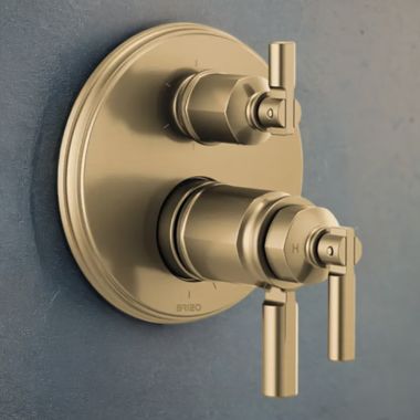 Click here to see Brizo T75676-GL Brizo Invari TempAssure Thermostatic Valve Trim with 6-Function Diverter Trim, MultiChoice, ADA, Brilliance Luxe Gold - T75676-GL