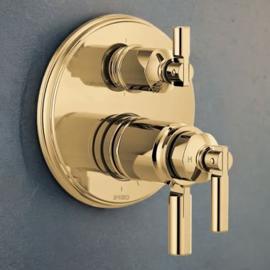 Click here to see Brizo T75676-PG Brizo Invari TempAssure Thermostatic Valve Trim with 6-Function Diverter Trim, MultiChoice, ADA, Brilliance Polished Gold - T75676-PG