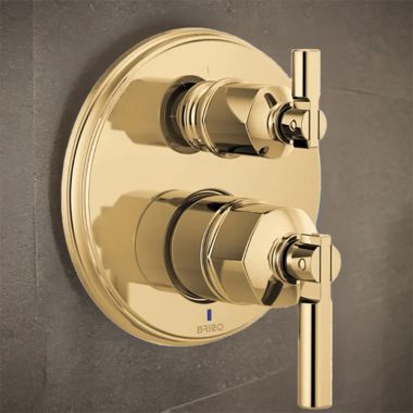 Click here to see Brizo T75P576-PGLHP Brizo Invari Pressure Balance Valve Trim w/ 3-Function Diverter Trim, Less Handles, Brilliance Polished Gold - T75P576-PGLHP