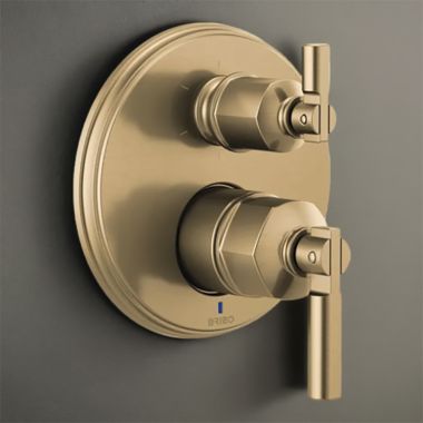 Click here to see Brizo T75P676-GLLHP Brizo Invari Pressure Balance Valve Trim w/ 6-Function Diverter Trim, Less Handles, Luxe Gold - T75P676-GLLHP