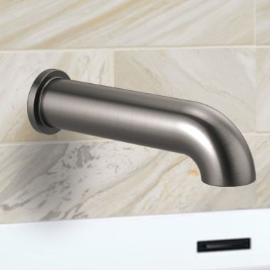 Click here to see Brizo RP81435SL Brizo Essential Linear Round Non-Diverter Tub Spout, Brass, Brilliance Luxe Steel - RP81435SL