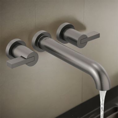 Click here to see Brizo T70435-SLLHP Brizo Litze Two-Handle Wall-Mount Tub Filler with High Flow Ceramic Valve, 9.8 GPM, Brilliance Luxe Steel - T70435-SLLHP 