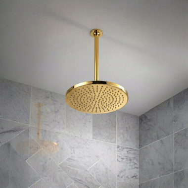 Click here to see  RP100470PG  Brizo Essential 14” Ceiling Mount Shower Arm and Flange, Brilliance Polished Gold - RP100470PG