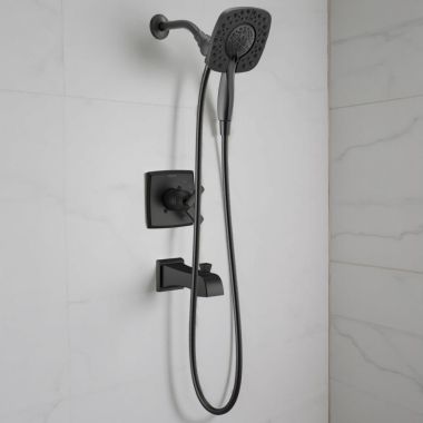 Click here to see Delta T17464-BL-I Delta Ashlyn Monitor 17 Series Tub/Shower Trim with In2ition Shower, 1.75 GPM Handshower, MultiChoice, ADA, Matte Black - T17464-BL-I