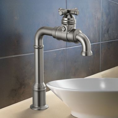 Click here to see Delta 1990LFC-KS Delta Broderick Single Handle Bar/Prep Faucet, ADA, 1.5 GPM, Black Stainless - 1990LFC-KS