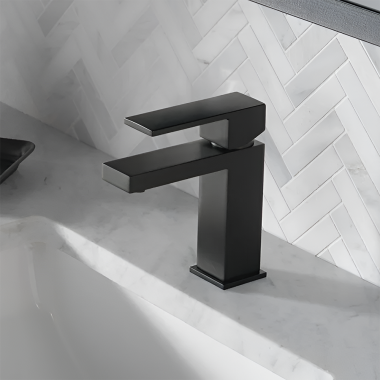 Click here to see  567LF-BLGPM-PP Delta Modern Square Single-Handle Bathroom Sink Faucet, Project Pack, 1.0 GPM, Matte Black - 567LF-BLGPM-PP